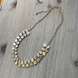 Silver and gold hammered look necklace
